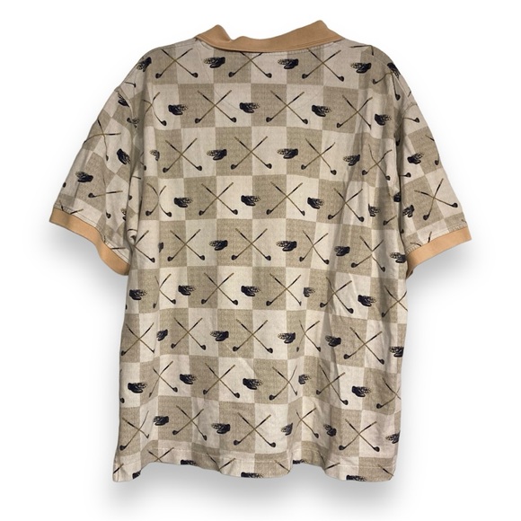 Mens Vintage St. John's Bay Cream and Tan Golfer Golf Club Polo Shirt Size XL - Picture 11 of 17